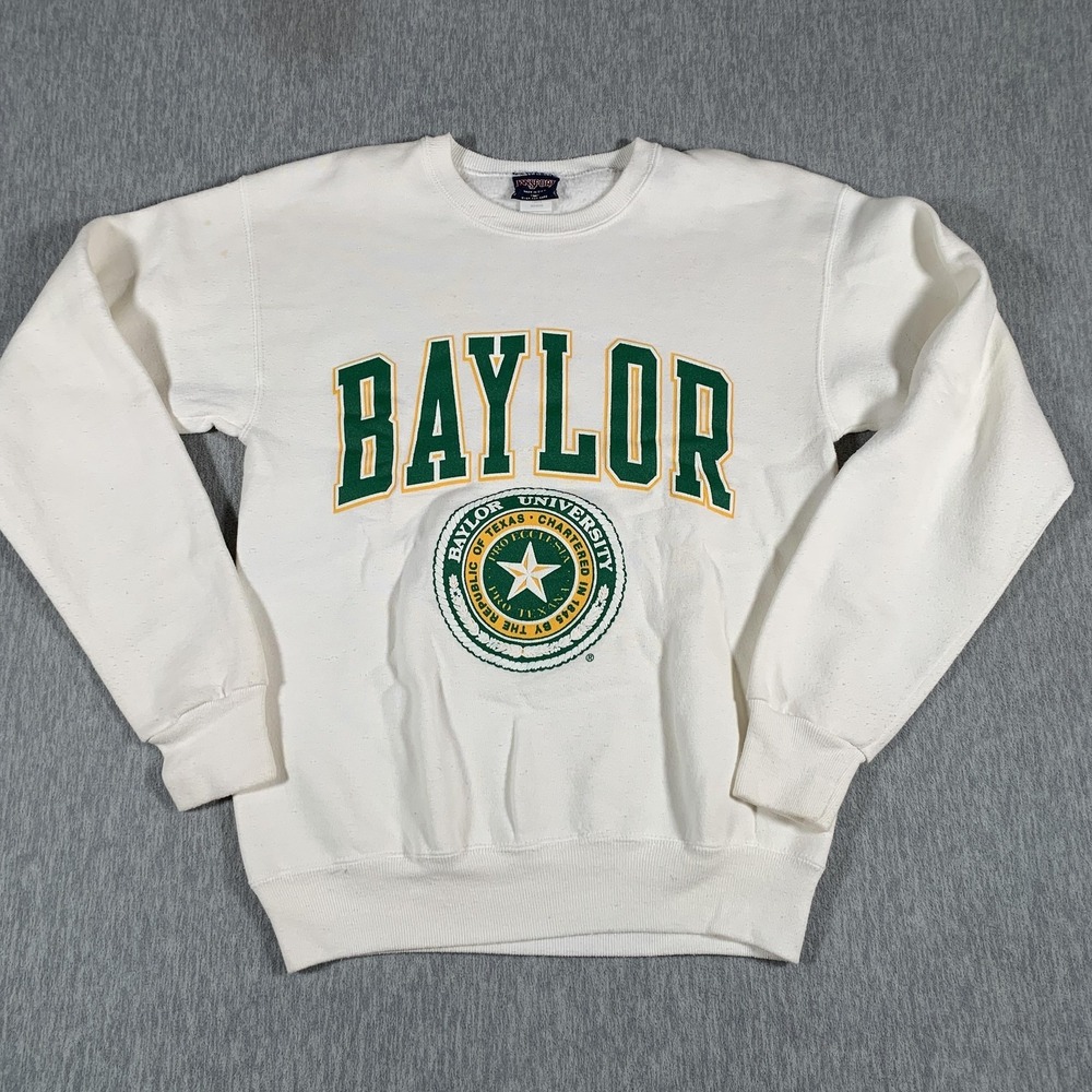 Vintage Baylor‎ Bears Sweatshirt Mens Medium White NCAA College Crewneck 90s